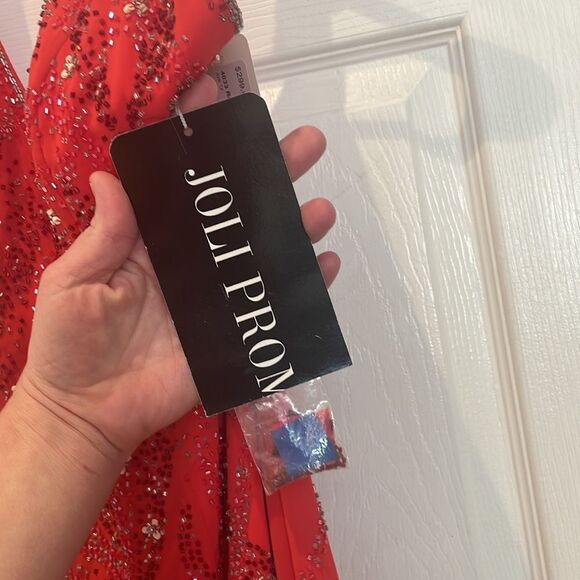 Joli Prom red sequined vneck plunge formal long dress SZ 12 NWT - Picture 2 of 8
